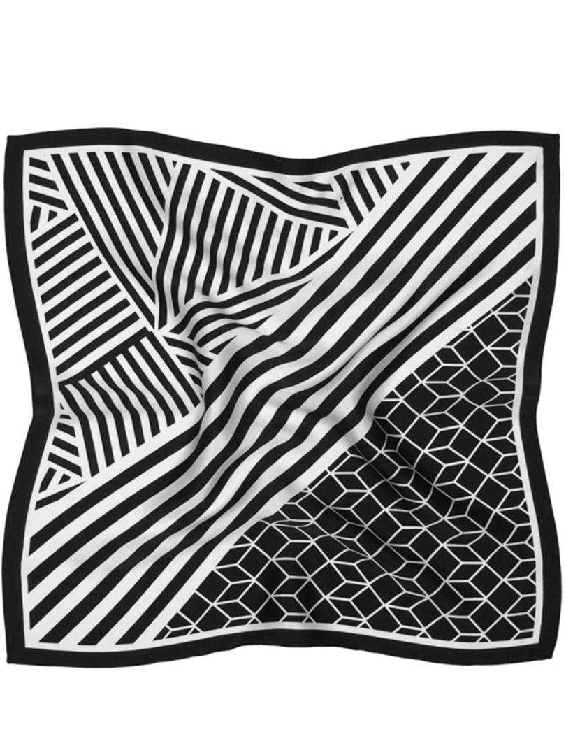 AD5-001 Jedwabna gawroszka w geometryczne wzory 53x53cm